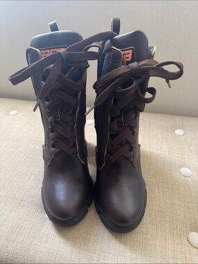 Prada Dark Brown Lace-Up Combat Boots